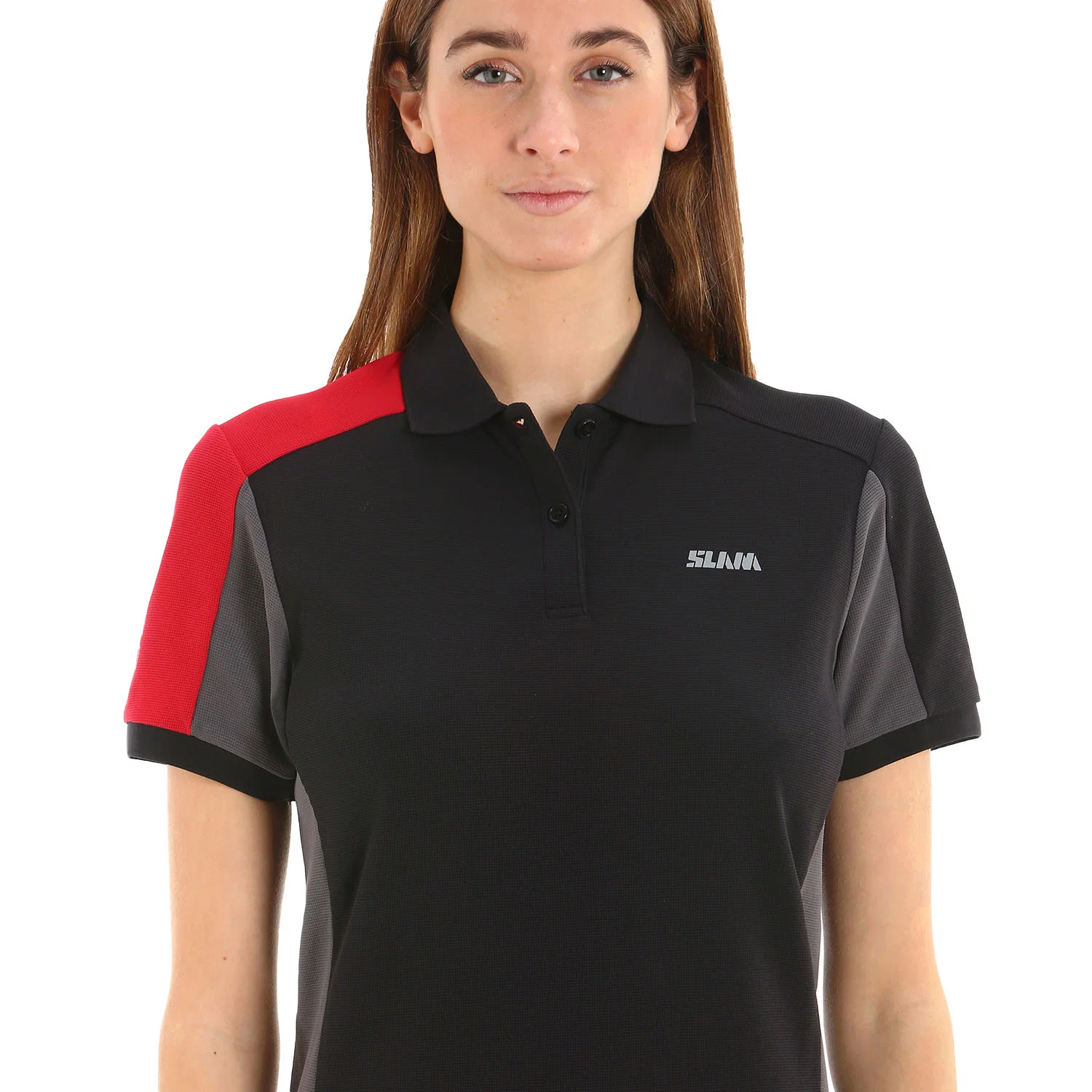 Slam Act Ws Logo Tactel Polo Kadın Polo Tişört - Siyah