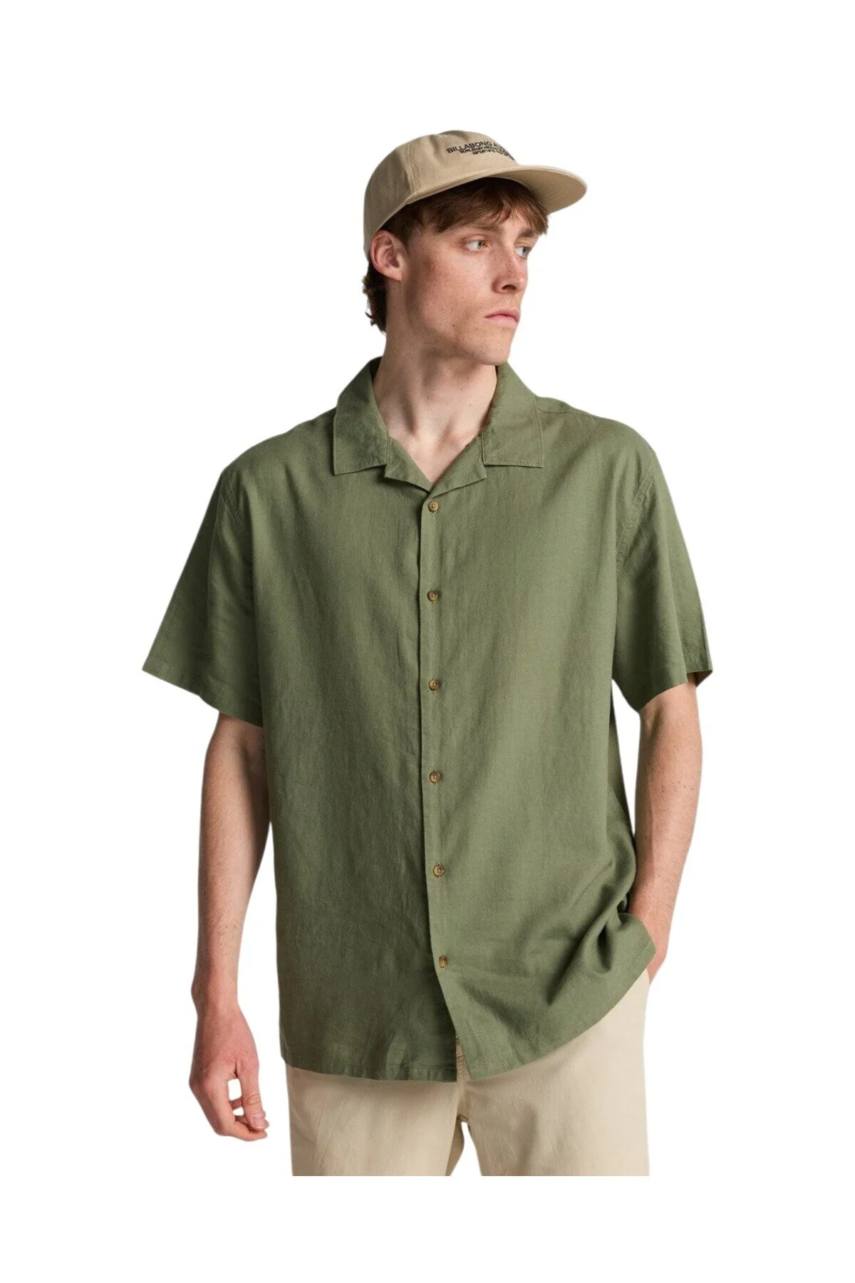 Billabong Erkek Yeşil Vacay Keten Kısa Kollu Gömlek