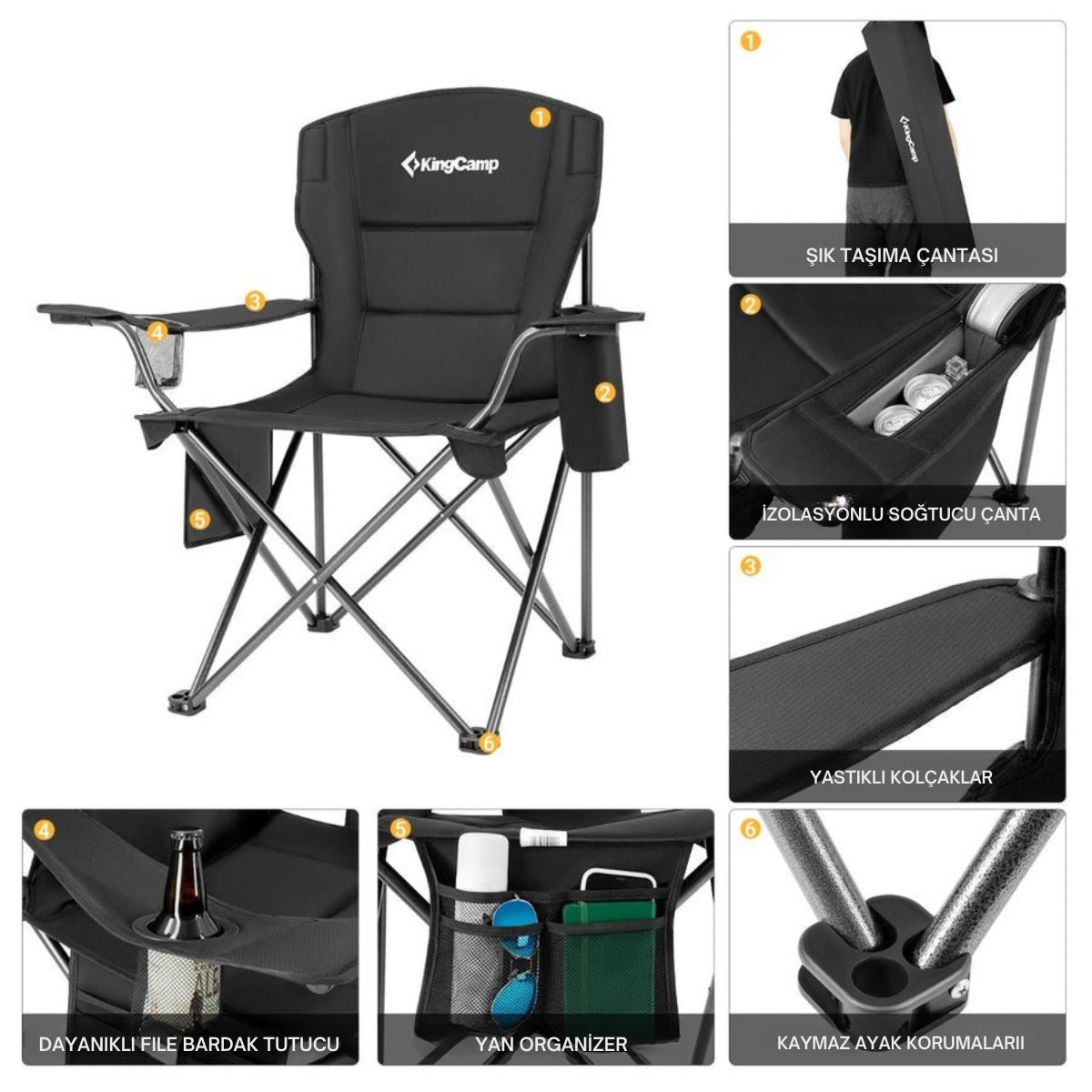 King Camp Lotus XL Cool Ice Ultra Konforlu Takviyeli Kamp Sandalyesi — görsel 3
